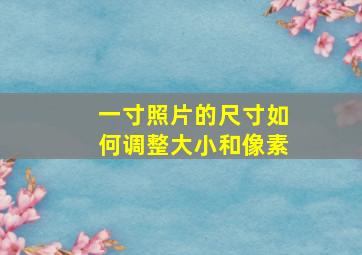 一寸照片的尺寸如何调整大小和像素