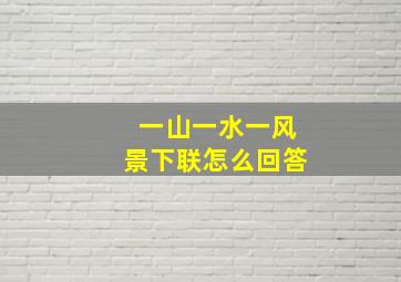 一山一水一风景下联怎么回答