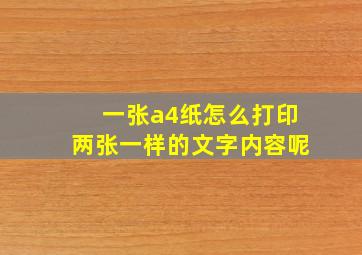 一张a4纸怎么打印两张一样的文字内容呢