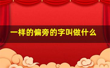 一样的偏旁的字叫做什么