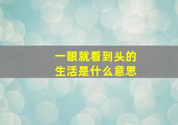 一眼就看到头的生活是什么意思