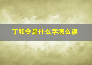 丁和令是什么字怎么读