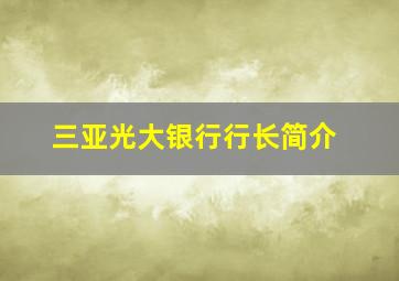 三亚光大银行行长简介