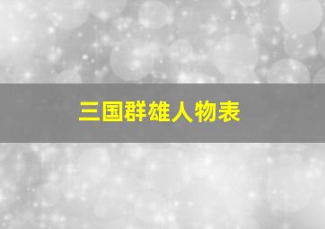 三国群雄人物表