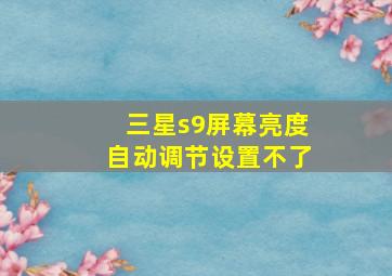 三星s9屏幕亮度自动调节设置不了