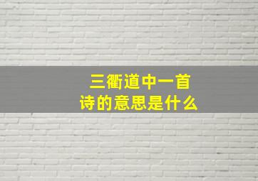 三衢道中一首诗的意思是什么