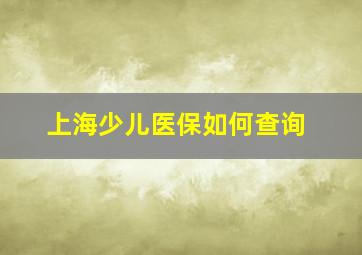 上海少儿医保如何查询