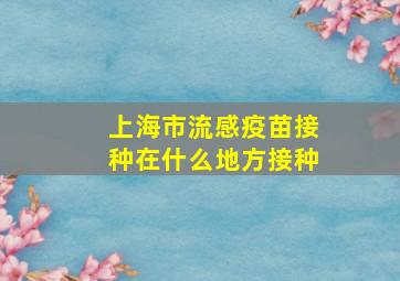 上海市流感疫苗接种在什么地方接种