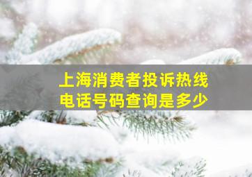 上海消费者投诉热线电话号码查询是多少