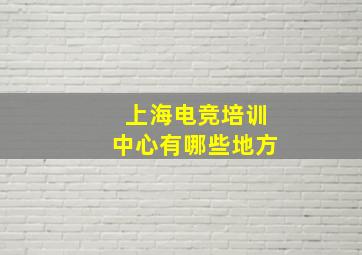 上海电竞培训中心有哪些地方