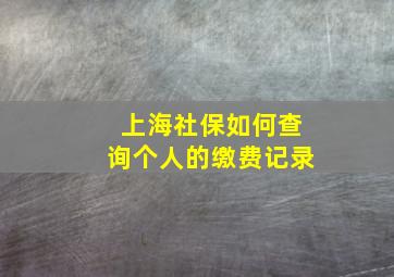 上海社保如何查询个人的缴费记录