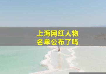 上海网红人物名单公布了吗