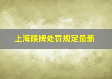 上海限牌处罚规定最新