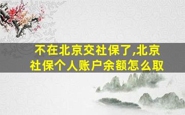 不在北京交社保了,北京社保个人账户余额怎么取