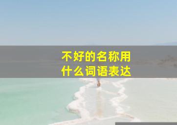 不好的名称用什么词语表达