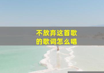 不放弃这首歌的歌词怎么唱