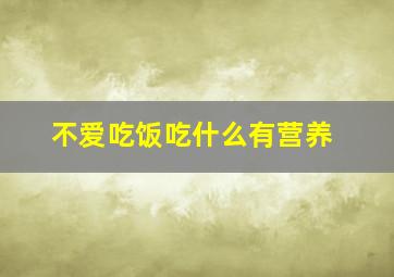 不爱吃饭吃什么有营养