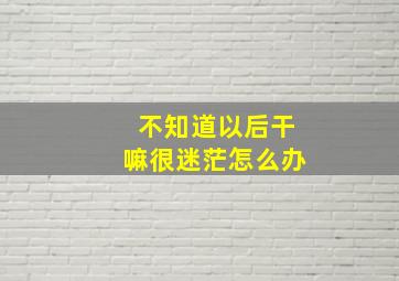 不知道以后干嘛很迷茫怎么办