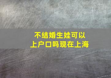 不结婚生娃可以上户口吗现在上海