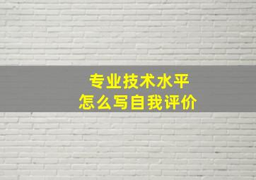 专业技术水平怎么写自我评价