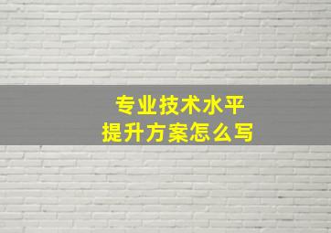 专业技术水平提升方案怎么写