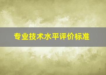 专业技术水平评价标准