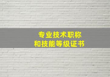 专业技术职称和技能等级证书