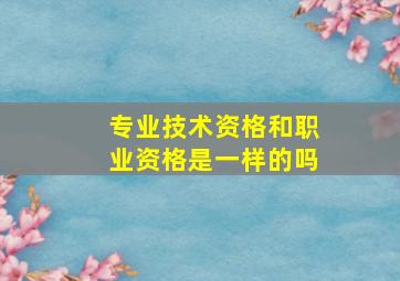 专业技术资格和职业资格是一样的吗