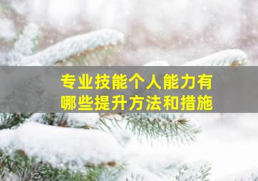 专业技能个人能力有哪些提升方法和措施