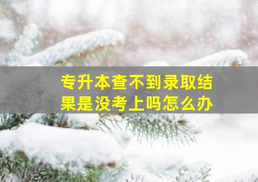 专升本查不到录取结果是没考上吗怎么办