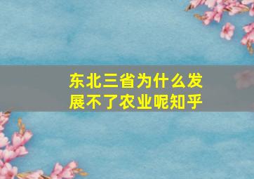 东北三省为什么发展不了农业呢知乎