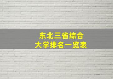 东北三省综合大学排名一览表