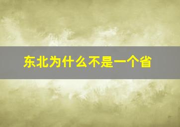 东北为什么不是一个省