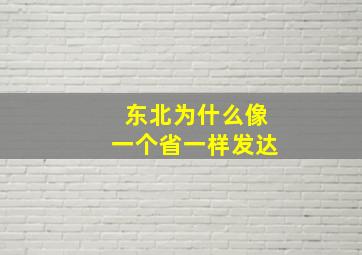 东北为什么像一个省一样发达