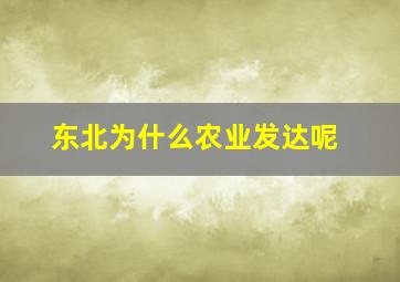 东北为什么农业发达呢