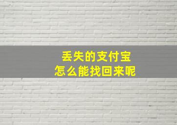 丢失的支付宝怎么能找回来呢