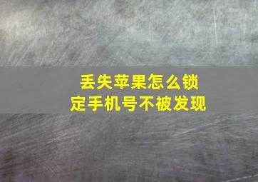 丢失苹果怎么锁定手机号不被发现