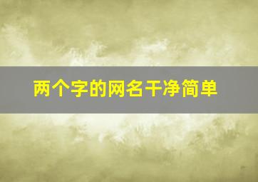 两个字的网名干净简单