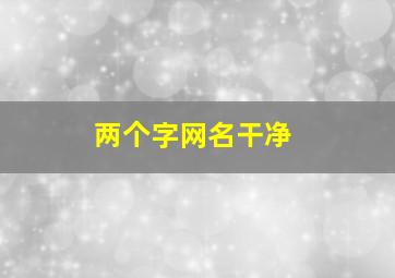 两个字网名干净