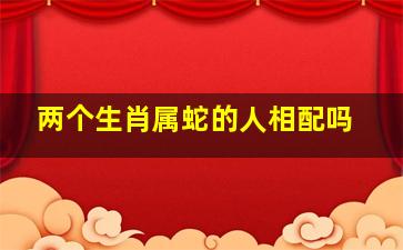 两个生肖属蛇的人相配吗