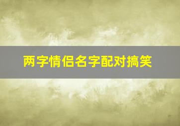 两字情侣名字配对搞笑