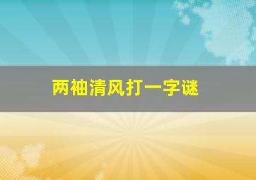 两袖清风打一字谜