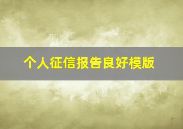 个人征信报告良好模版