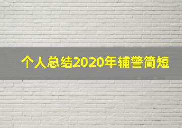 个人总结2020年辅警简短