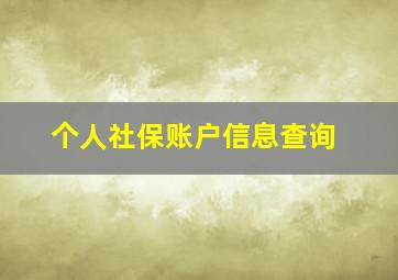 个人社保账户信息查询