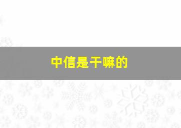 中信是干嘛的