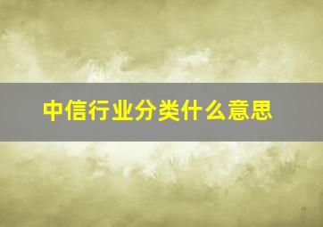 中信行业分类什么意思