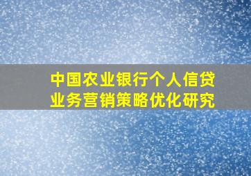 中国农业银行个人信贷业务营销策略优化研究