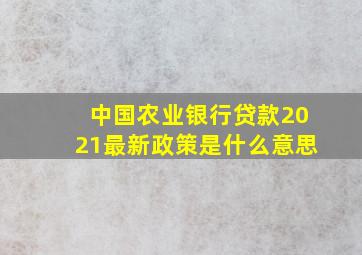 中国农业银行贷款2021最新政策是什么意思