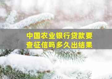 中国农业银行贷款要查征信吗多久出结果